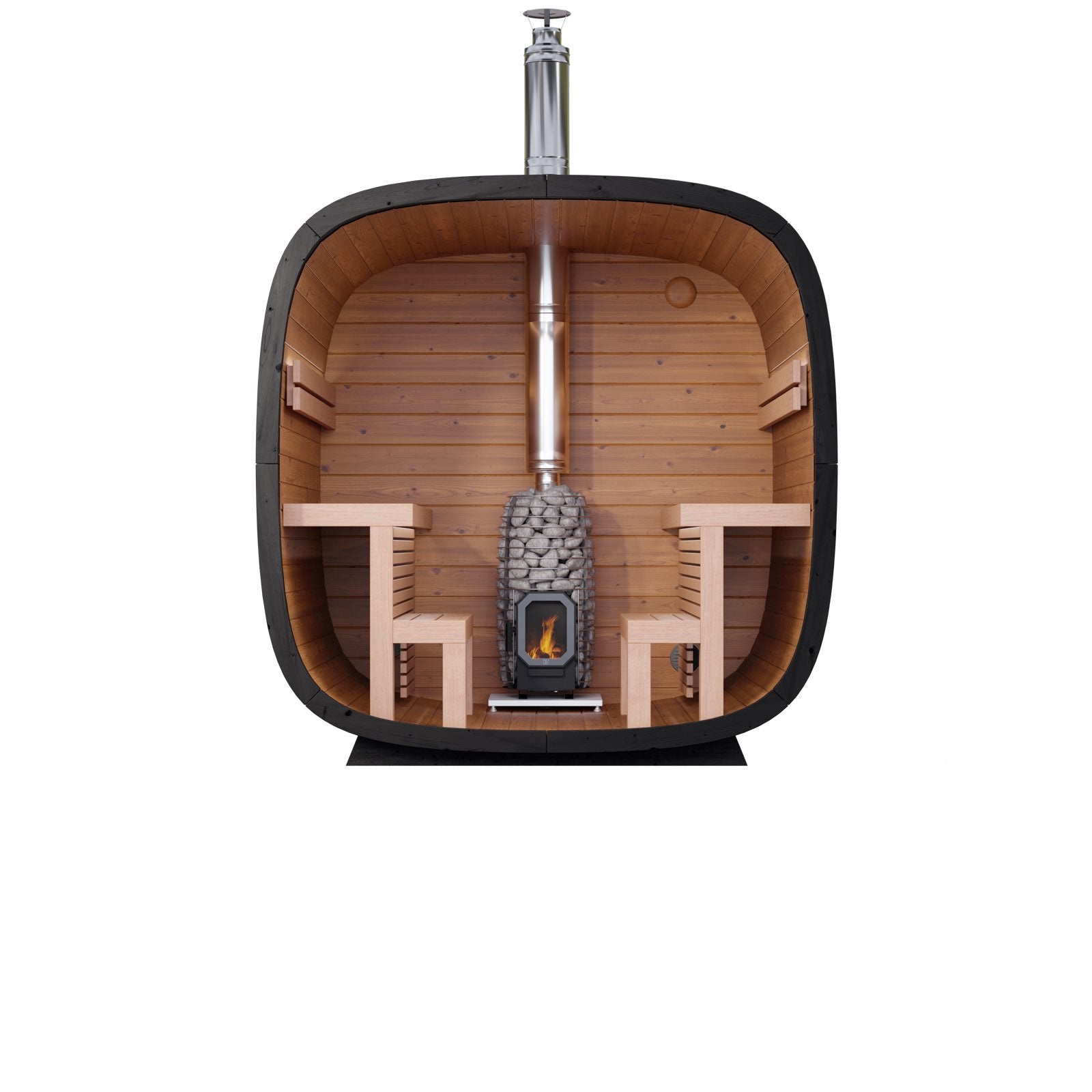 Leil, Black Cube Comfort 6 Person Sauna - Superior Saunas