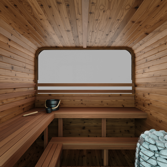 Thermory Sauna Squared, No. 40, 6-Person, Terrance & Window