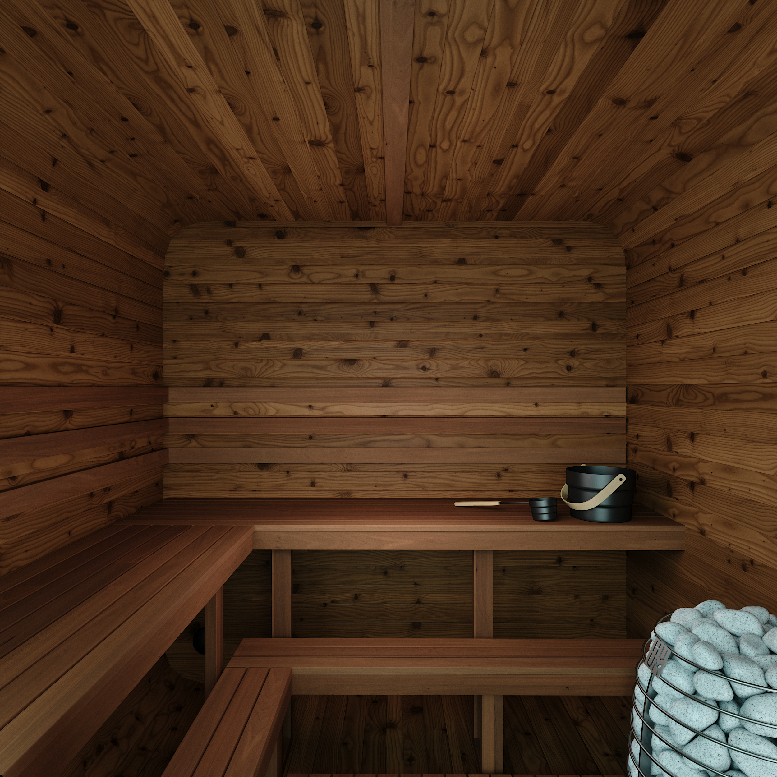 Thermory Sauna Squared, No. 41, 6-Person, with Terrance