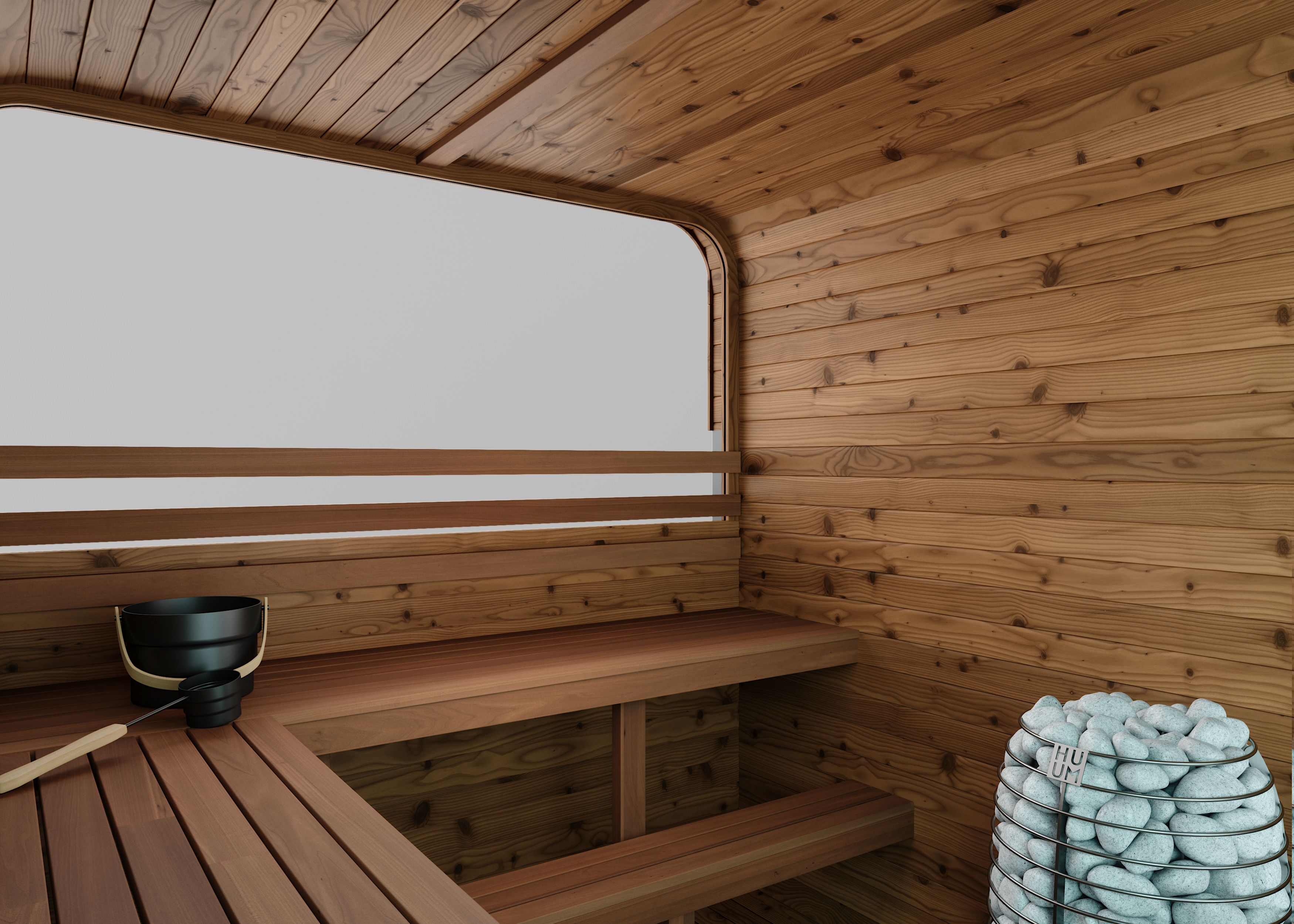 Thermory Sauna Squared, No. 40, 6-Person, Terrance & Window