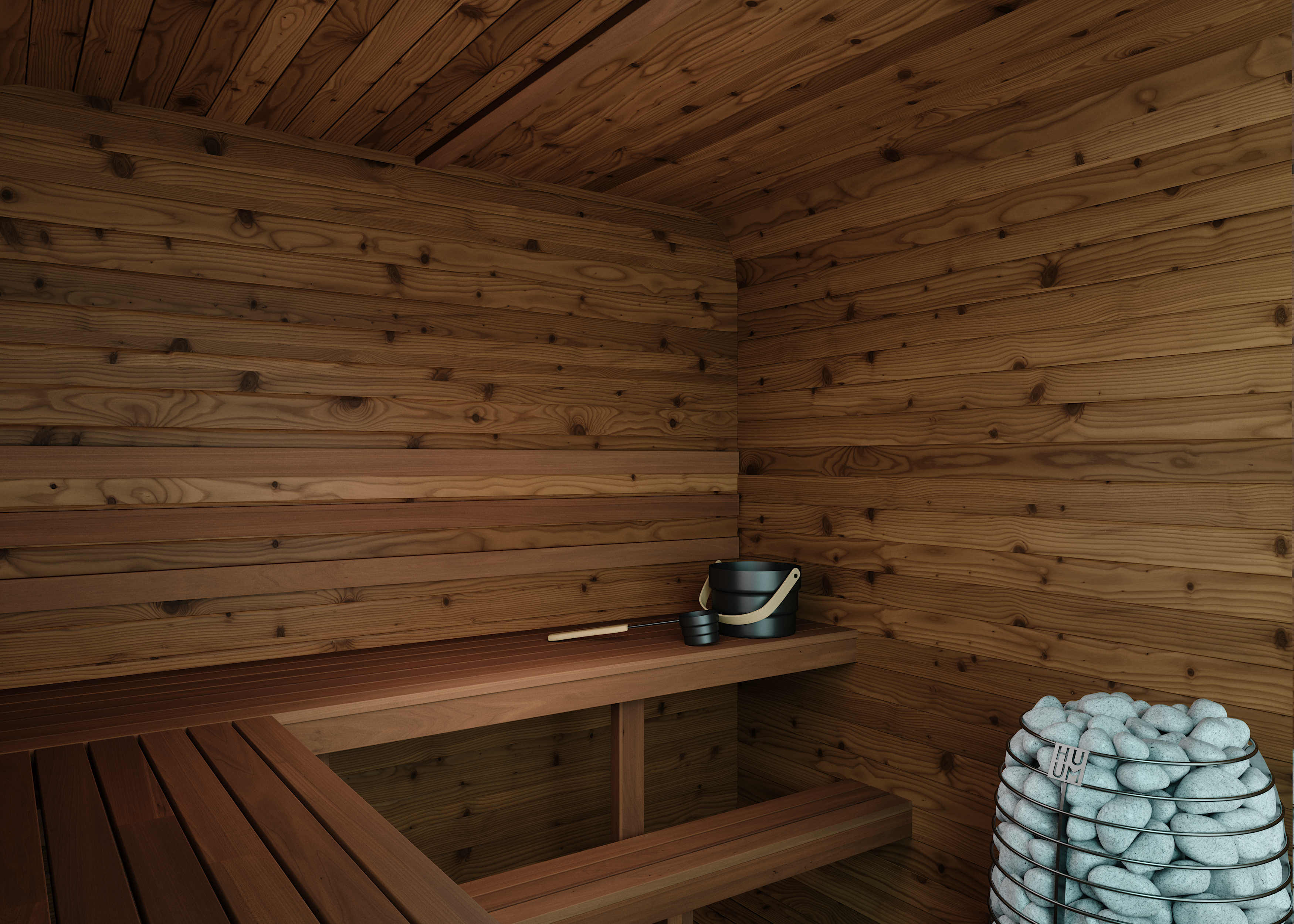 Thermory Sauna Squared, No. 41, 6-Person, with Terrance
