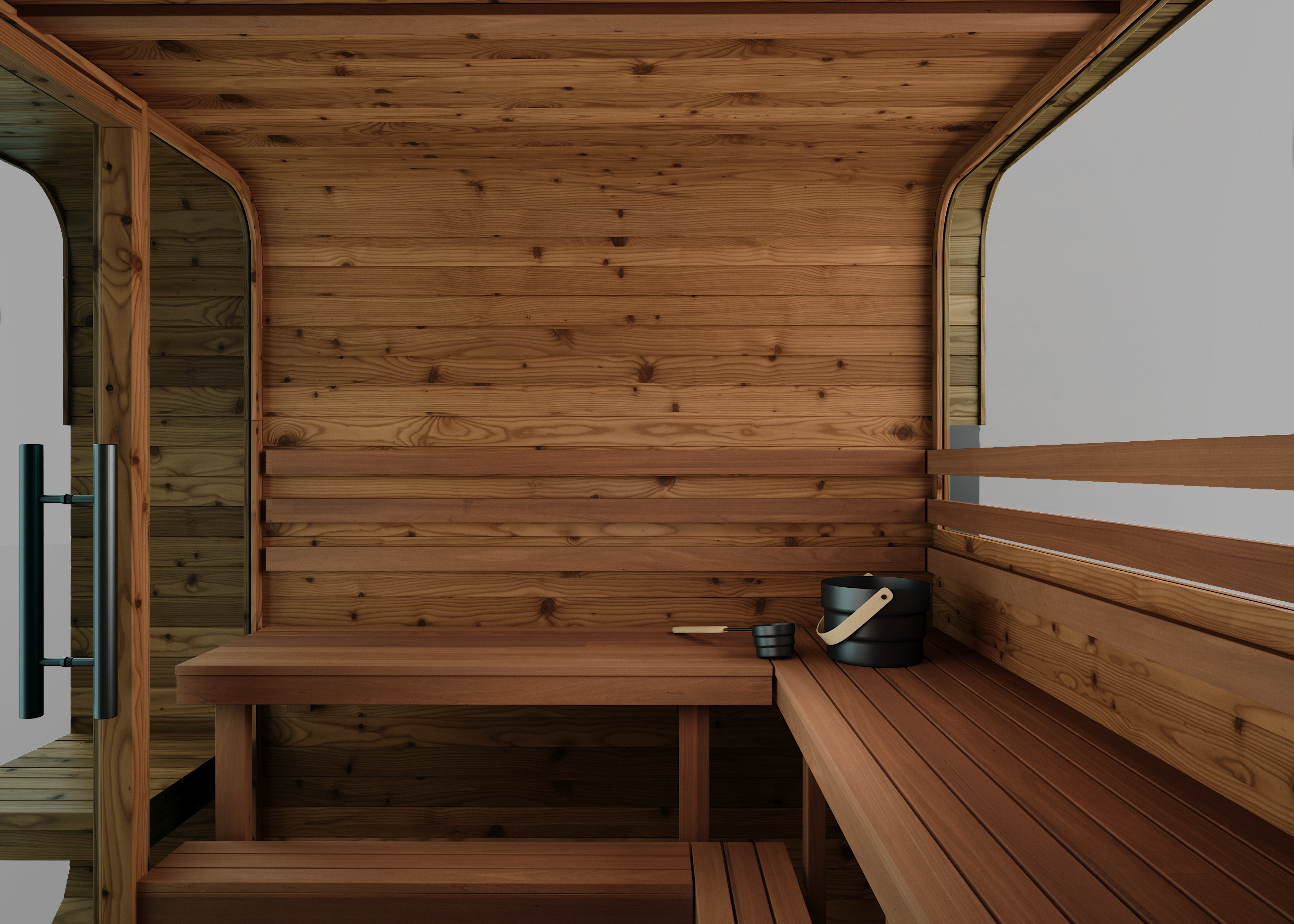 Thermory Sauna Squared, No. 40, 6-Person, Terrance & Window