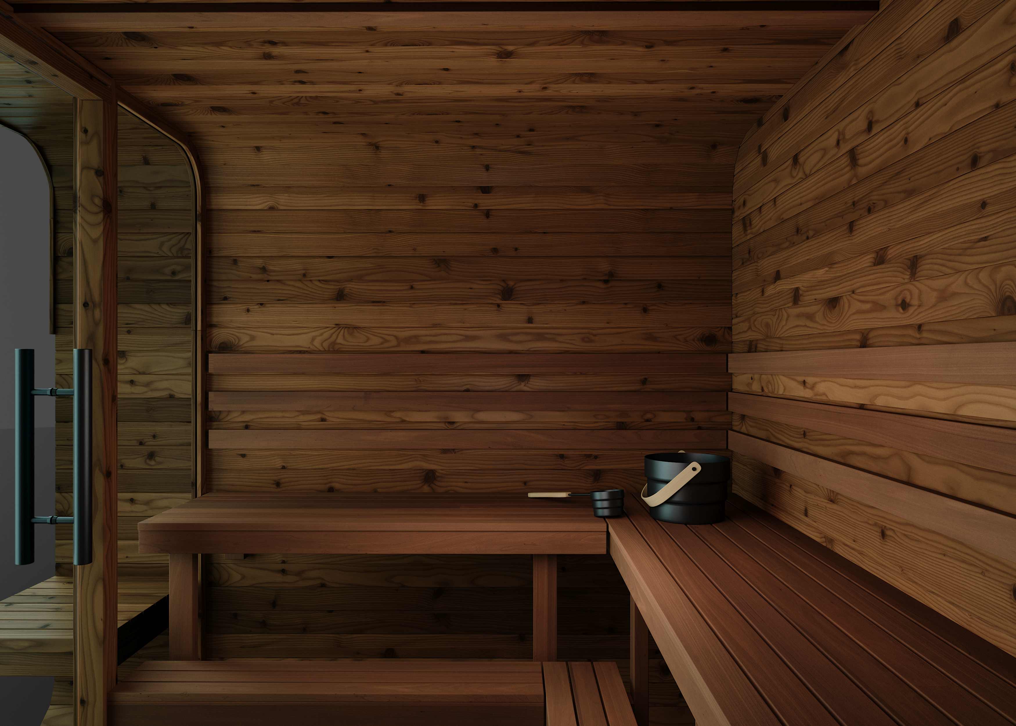 Thermory Sauna Squared, No. 41, 6-Person, with Terrance