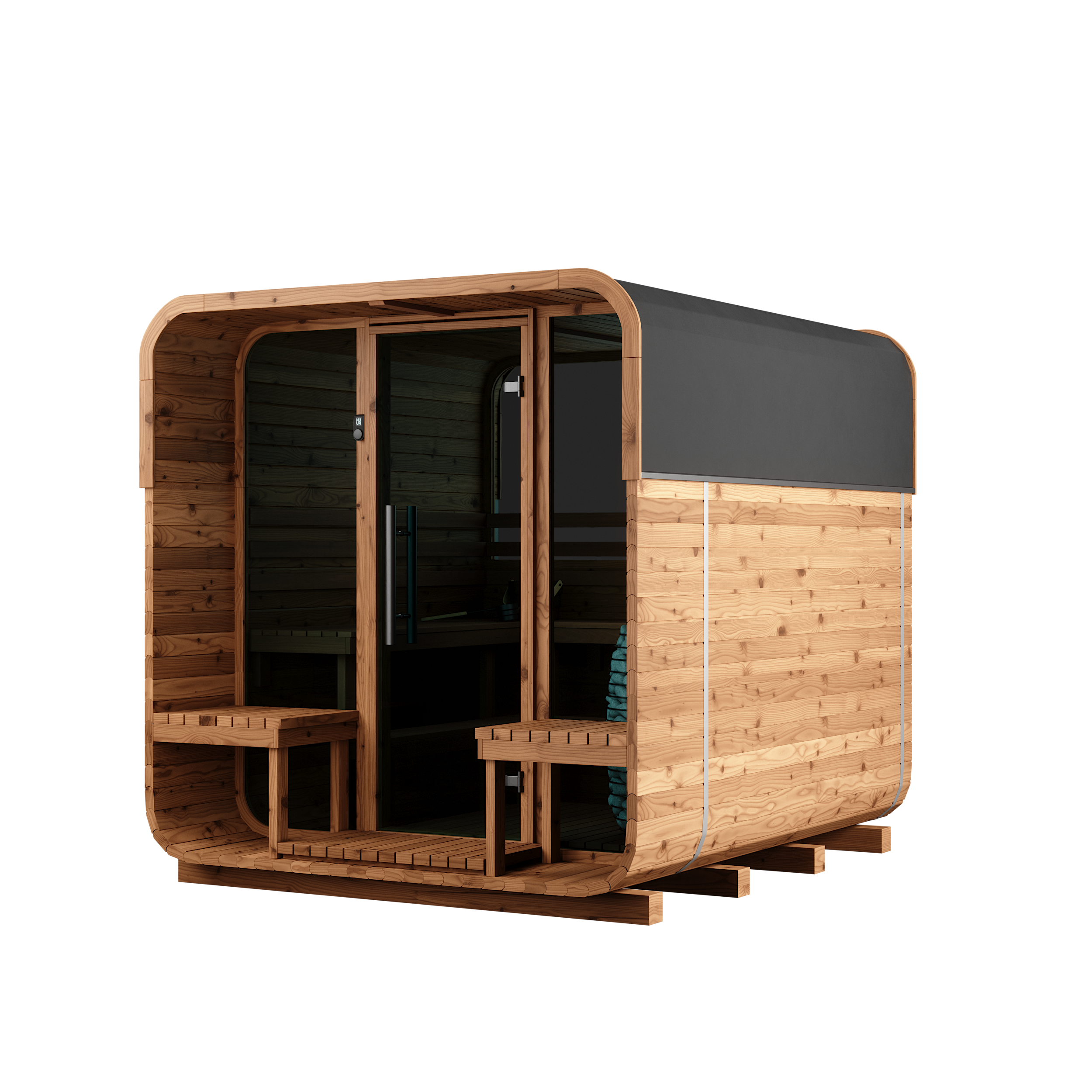 Thermory Sauna Squared, No. 40, 6-Person, Terrance & Window