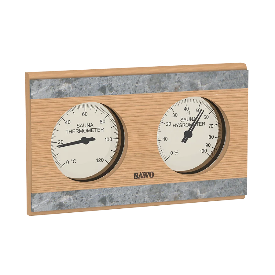 Soapstone, Wooden Thermometer & Hygrometer