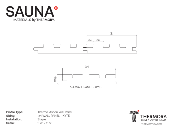 1×4 Thermo-Aspen Kyte Sauna Wall Panels