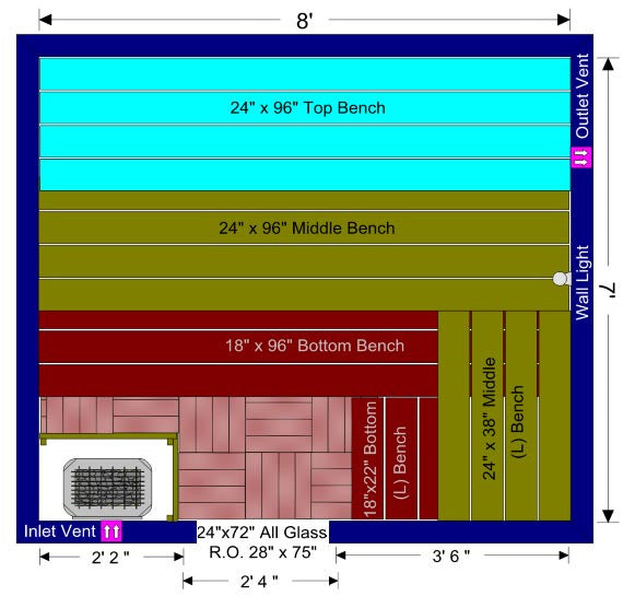 Superior Saunas: DIY Sauna Kit - DIY 7 x 8 Extended Height White Aspen Complete Sauna Kit