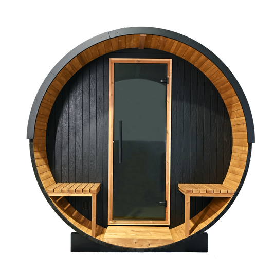 Thermory 4 person Barrel Sauna No. 60 Ignite DIY Kit with window & porch