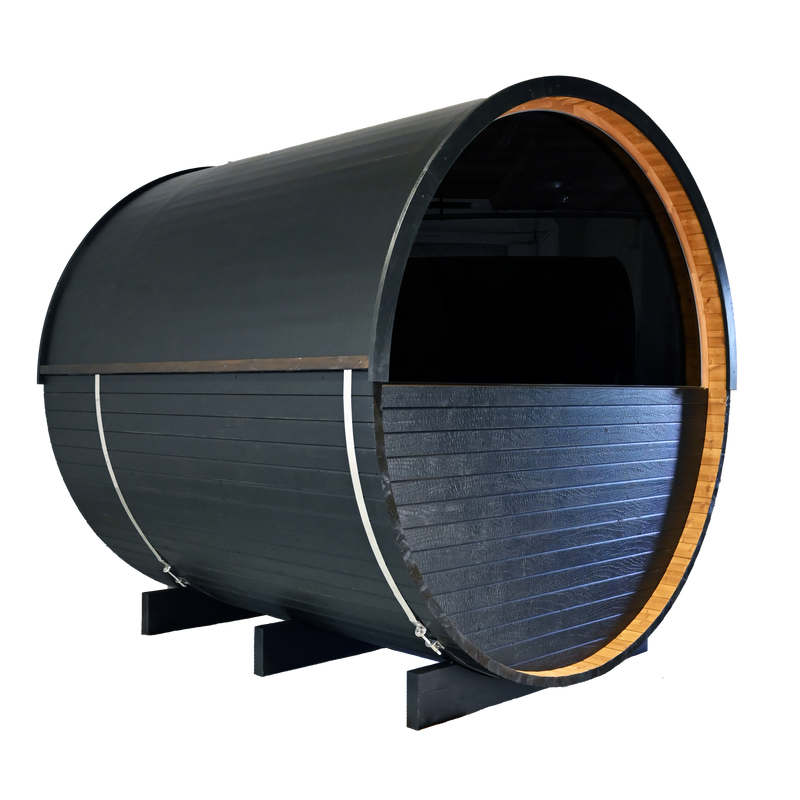 Thermory 4 person Barrel Sauna No. 60 Ignite DIY Kit with window &amp; porch