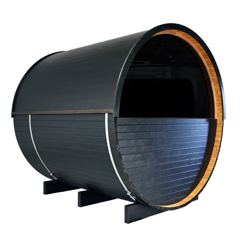 Thermory 4 person Barrel Sauna No. 60 Ignite DIY Kit with window & porch