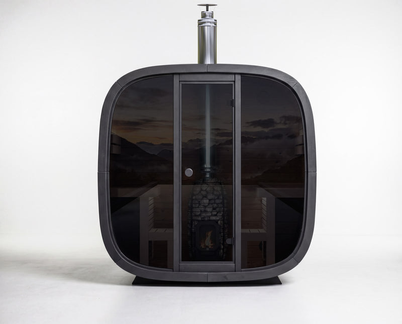 Leil, Black Cube Comfort 6 Person Sauna - Superior Saunas