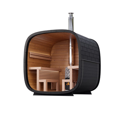 Leil, Black Cube Comfort 6 Person Sauna - Superior Saunas