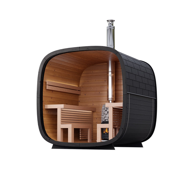 Leil, Black Cube Comfort 6 Person Sauna - Superior Saunas