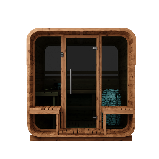 Thermory Sauna Squared, No. 40, 6-Person, Terrance & Window