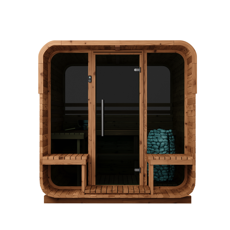 No. 40 Thermory Sauna Squared, 6-Person, Terrance & Window