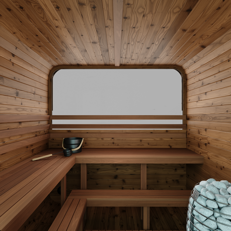 Thermory Sauna Squared, No. 40, 6-Person, Terrance &amp; Window