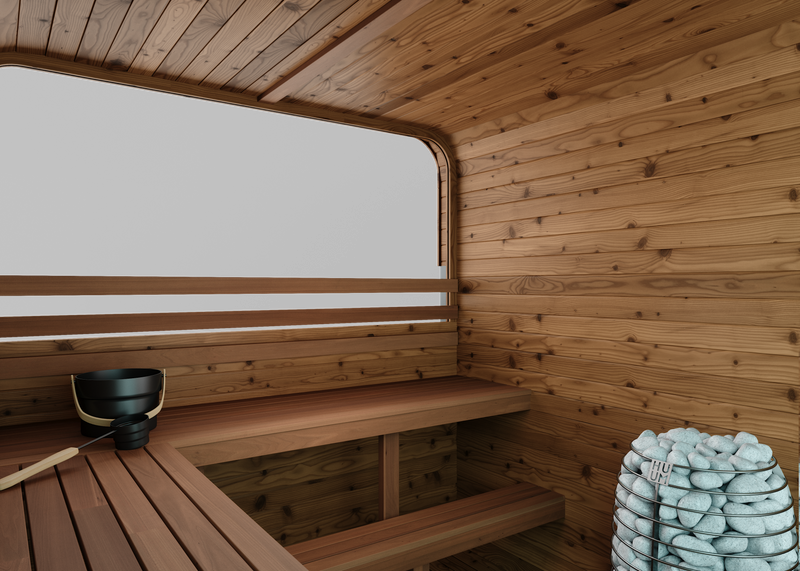 Thermory Sauna Squared, No. 40, 6-Person, Terrance &amp; Window