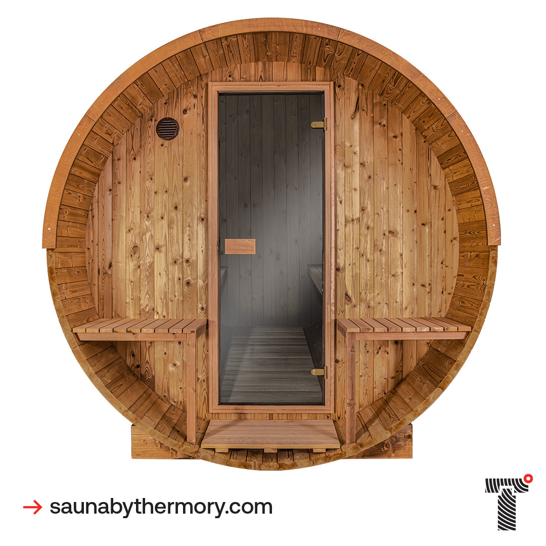 Thermory No. 61 4 Person Barrel Sauna DIY Kit with Porch