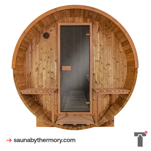Thermory No. 61 4 Person Barrel Sauna DIY Kit with Porch