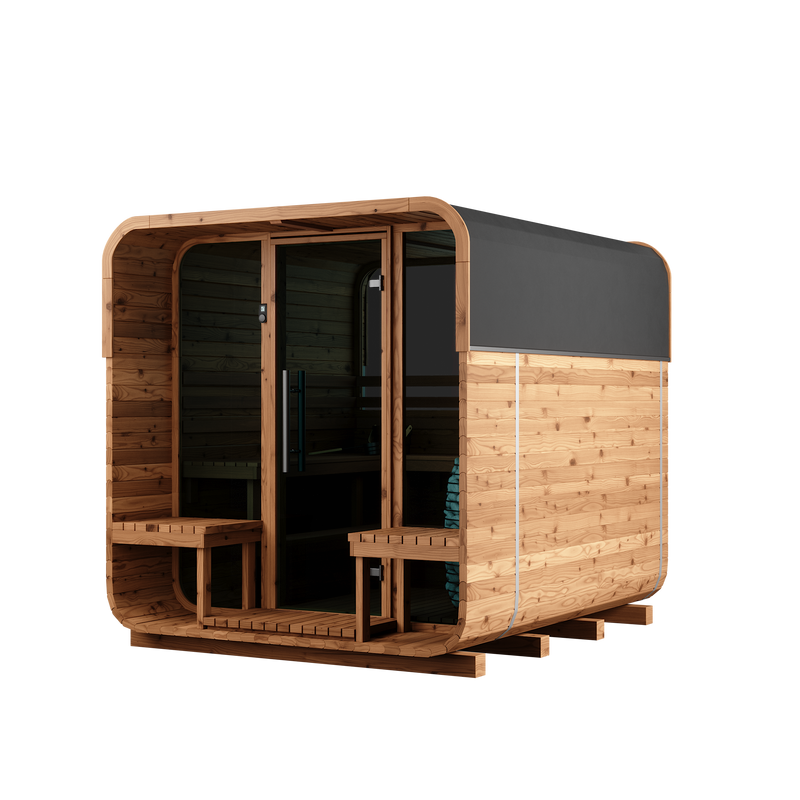 Thermory Sauna Squared, No. 40, 6-Person, Terrance &amp; Window