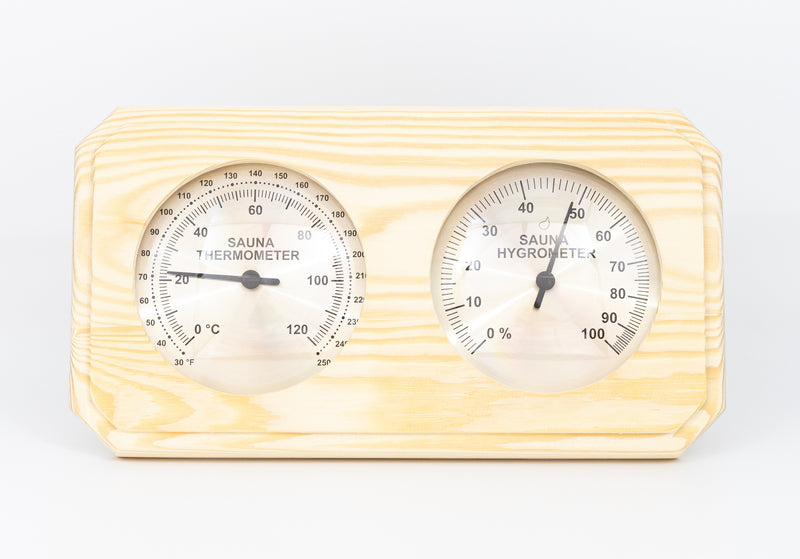 Pine Thermometer and Hygrometer - Superior Saunas