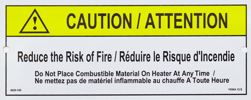 Reduce Risk of Fire Sauna Sign - Superior Saunas