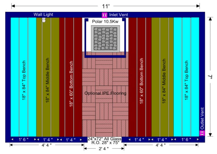 Superior Saunas: DIY Sauna Kit - DIY 7 x 11 Extended Height Red Cedar Complete Sauna Kit