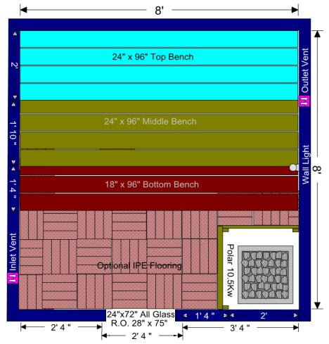 Superior Saunas: DIY Sauna Kit - DIY 8 x 8 Extended Height Red Cedar Complete Sauna Kit