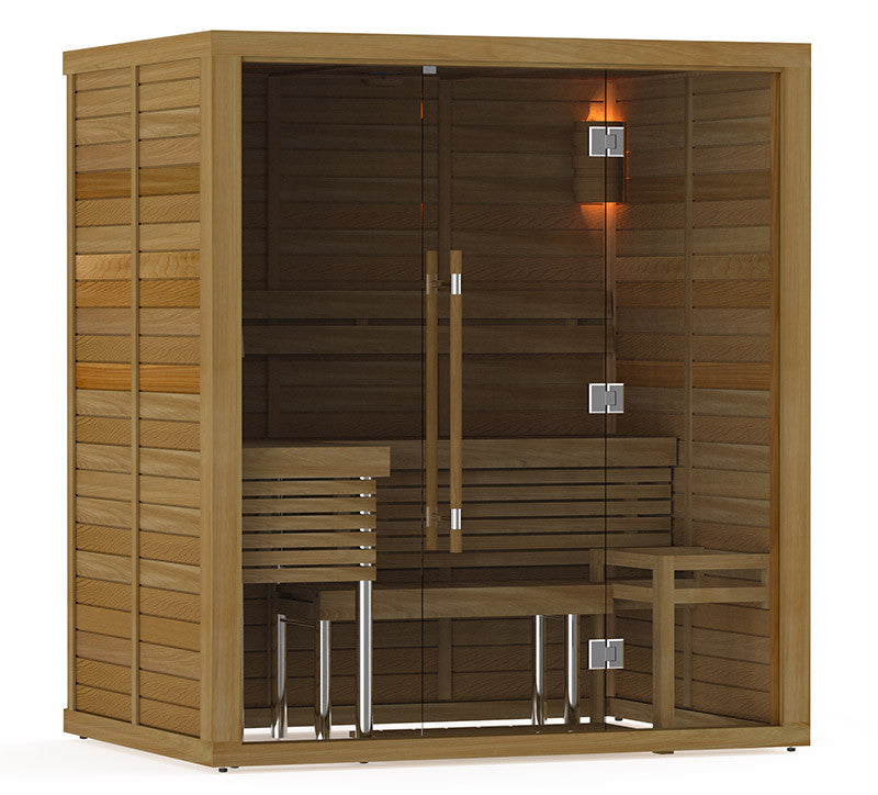 Superior Saunas: Modular Sauna - Red Cedar 3-4 Person Glass Front